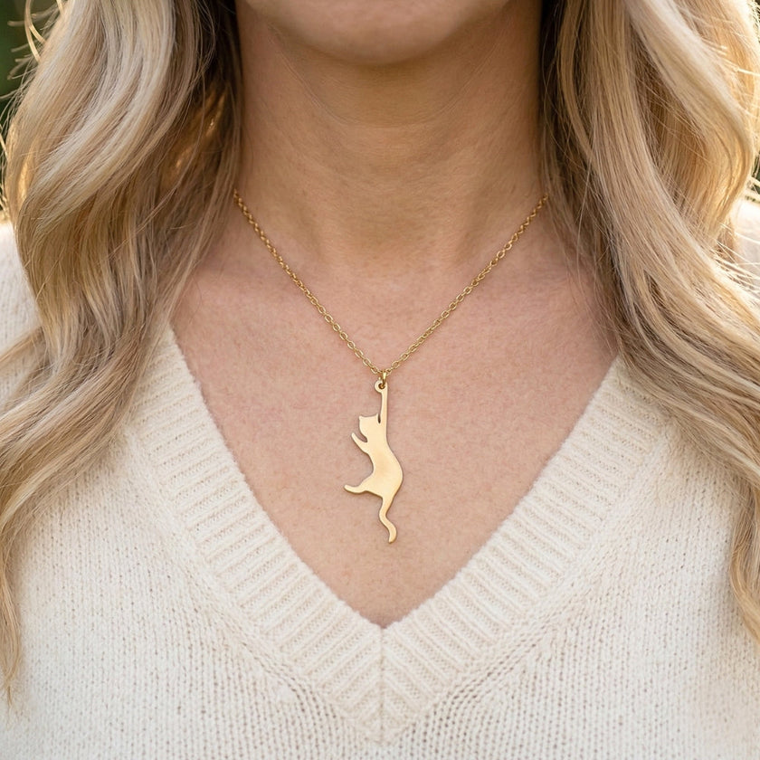 Hang In There Kitty Pendant | Necklace