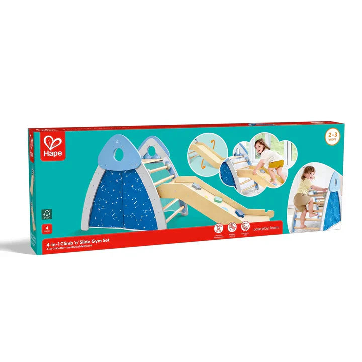 Hape - 4-IN-1 CLIMB ''N'' SLIDE GYM SET