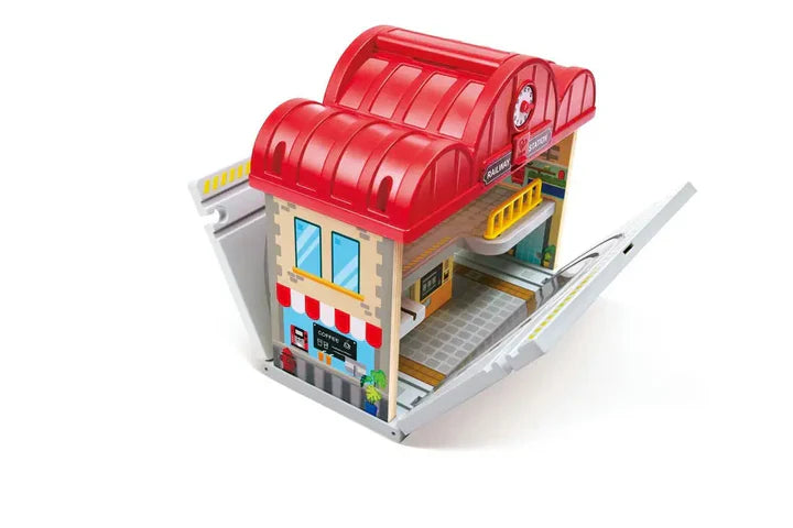 Hape - Jeu de gare de train portable