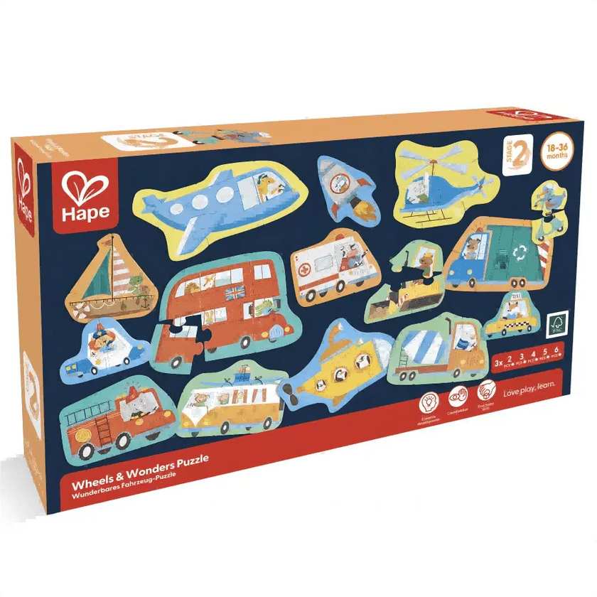 Hape - Wheels & Wonders Puzzle