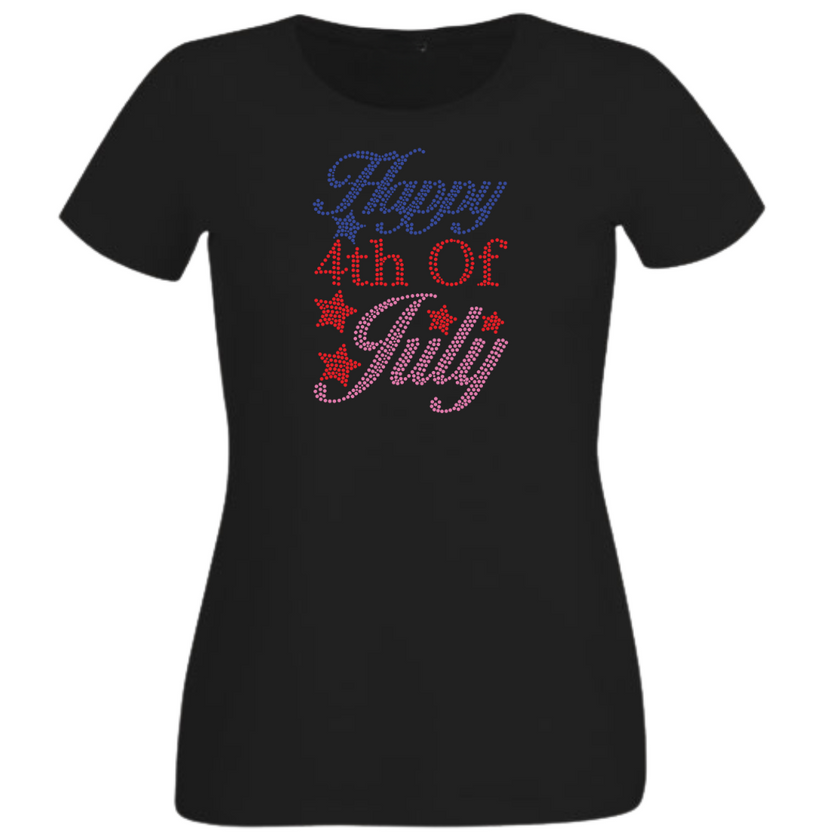 Happy 4th of July Rhinestone Shirt – Patriotic Sparkle Bling Tee | Blingdazzel