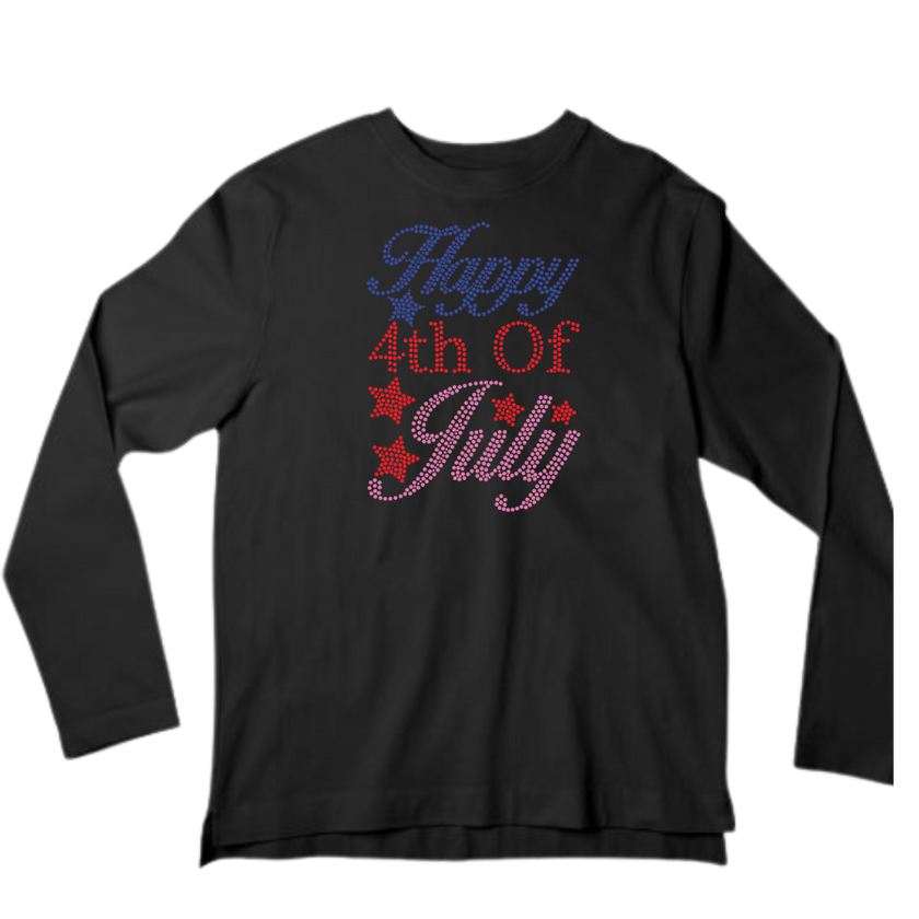 Happy 4th of July Rhinestone Shirt – Patriotic Sparkle Bling Tee | Blingdazzel