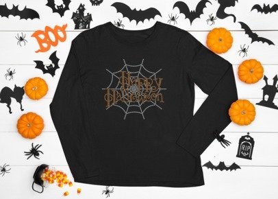 Happy Halloween Rhinestone Shirt – Spooky Sparkle Bling Tee | Blingdazzel