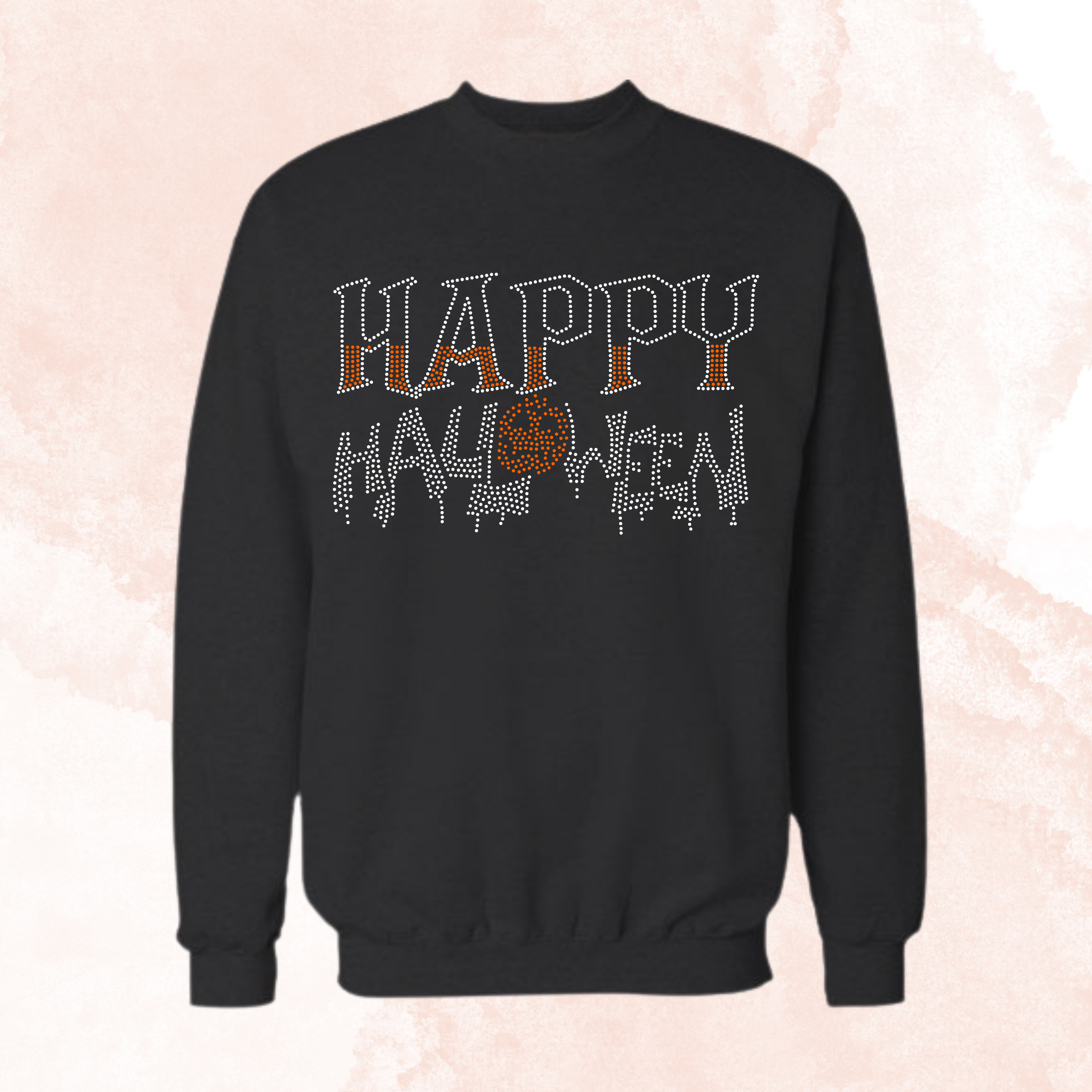 Happy Halloween Pumpkin Rhinestone Shirt – Spooky Sparkle Bling Tee | Blingdazzel