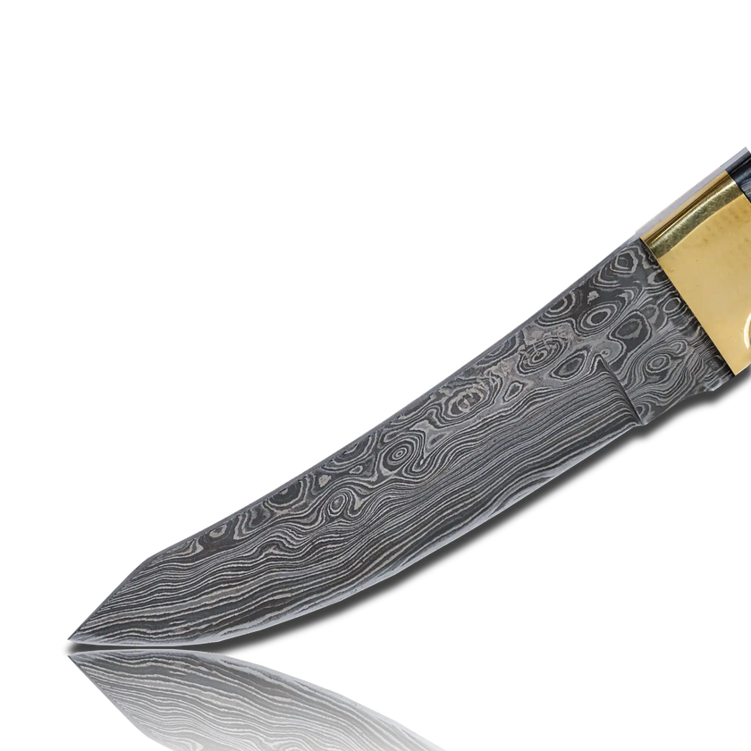 Hatif Hunter Special - Damascus Steel Skinner Knife 5 inch with Leather Sheath