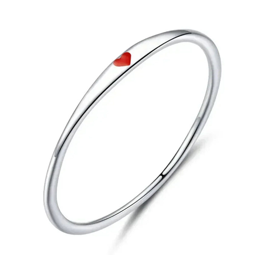 925 Sterling Silver Heart Wedding Band - Symbol Of Love, Stackable Promise Ring In 2 Colors (Size 5-10)