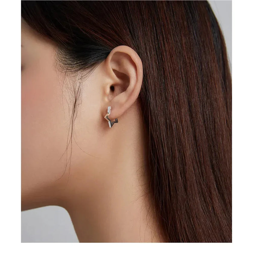 925 Sterling Silver Starlike Earrings - Minimalist Star Shape Ear Buckle for Women - Fashion jewelry SCE1136