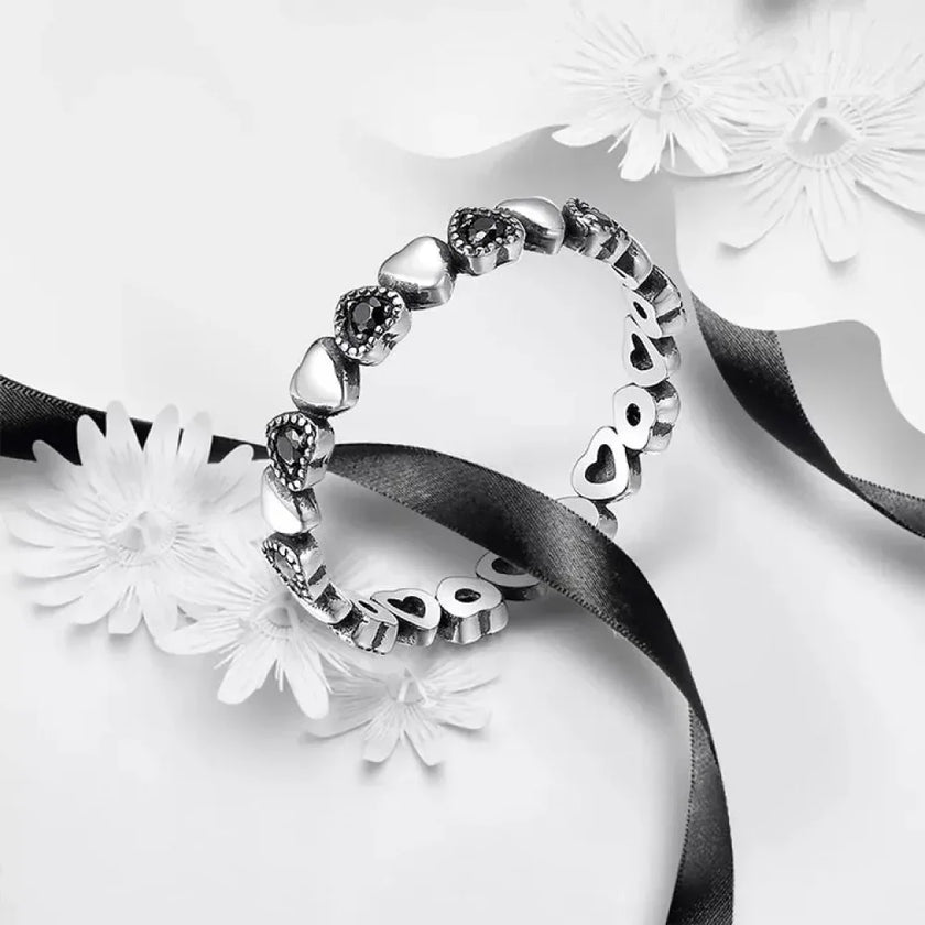 925 Sterling Silver Star & Heart Band Ring