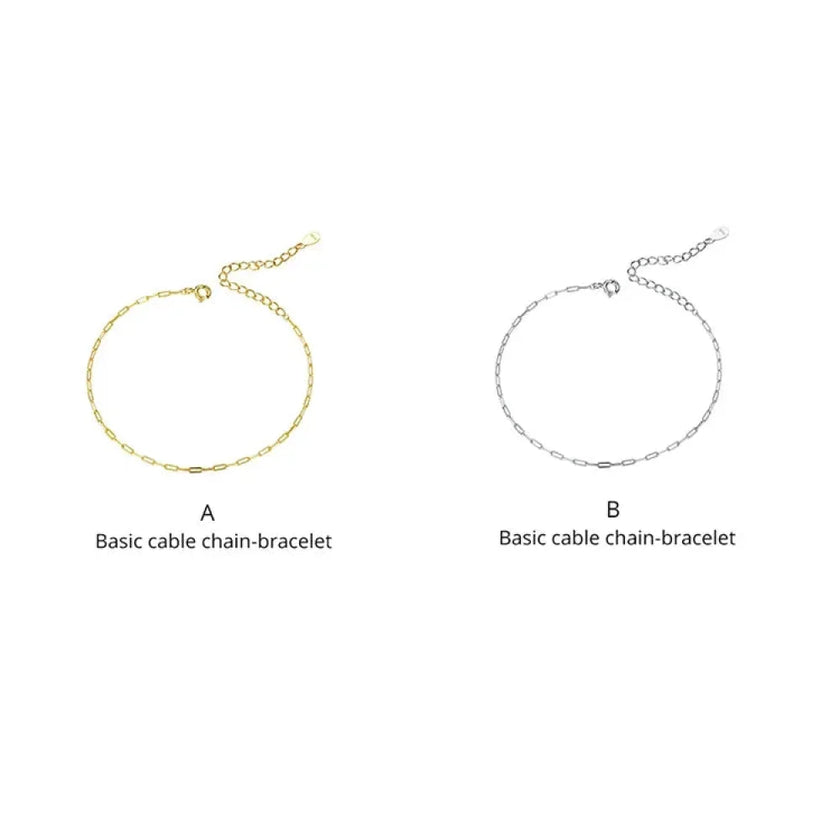 925 Sterling Silver Gold Cable Chain Bracelet