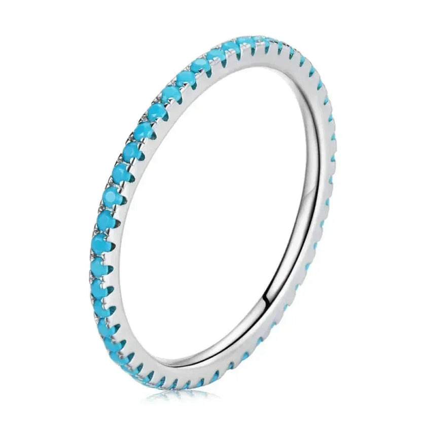 925 Sterling Silver Cz Simulated Diamond Stackable Ring Platinum Plated Eternity Bands For Women