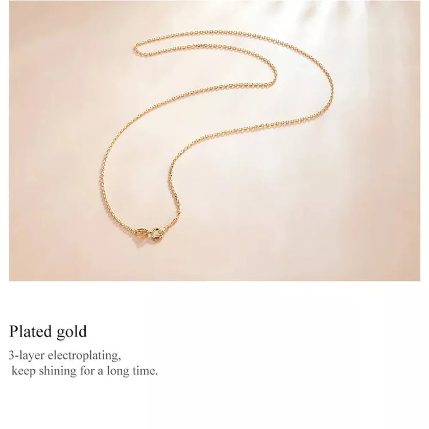 Authentic Gold Color 925 Sterling Silver Basic Cable Chain Necklace - Sca016