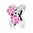 925 Sterling Silver Colorful Birds Flowers Leaves Cz Pendant - Jewelry Charm For Bracelets And Necklaces