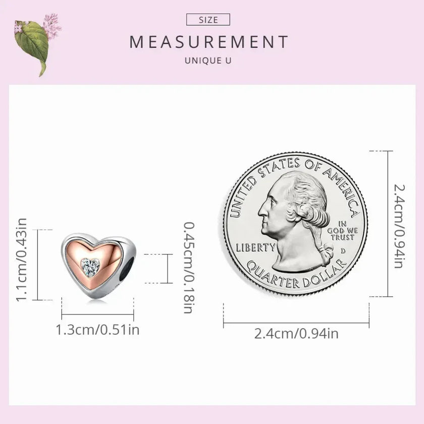 Two-Tone Heart Charm: Embrace Timeless Love