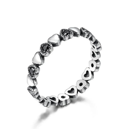 925 Sterling Silver Star & Heart Band Ring