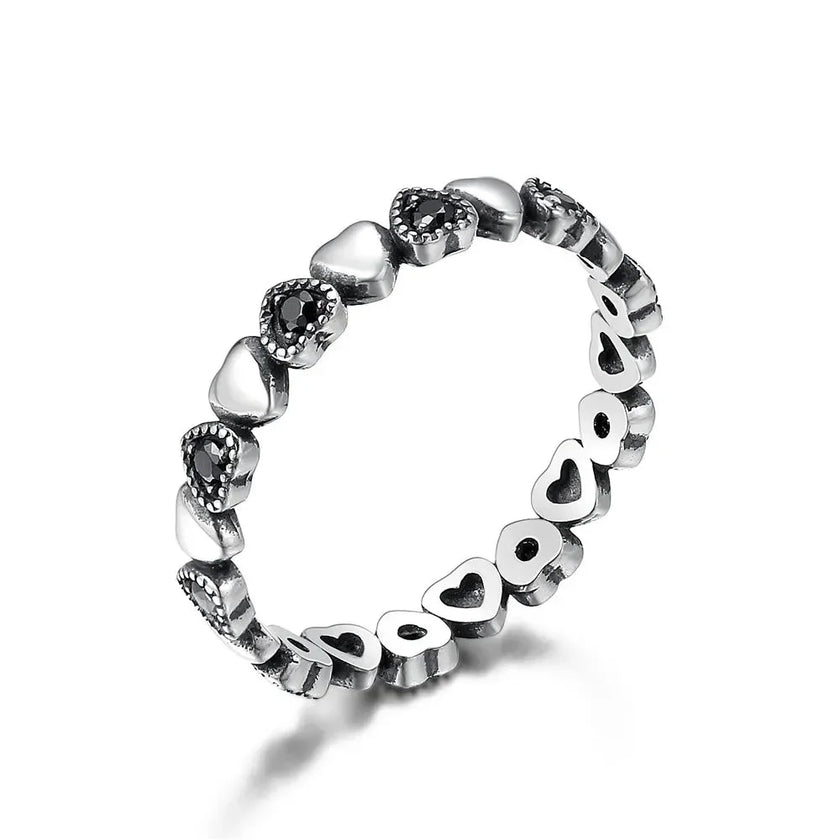925 Sterling Silver Star & Heart Band Ring