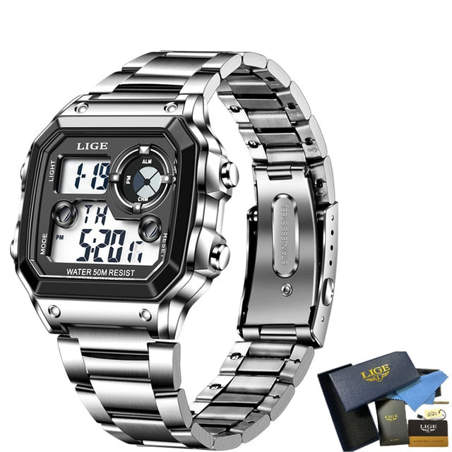 LIGE Brand Men Digital Watch Shock Military Sport Watches Fashion Waterproof Electronic Wristwatch Mens Reloj Inteligente Hombre