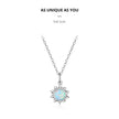 925 Sterling Silver White Opal Sun Pendant Necklace - Apollo Chain for Women