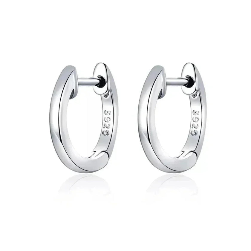 Genuine Sterling Silver Hoop Earrings - Elegant Rose Gold Color - Women's Fashion jewelry SCE808