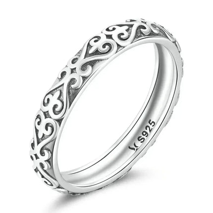 925 Sterling Silver Vintage Embossed Floral Ring