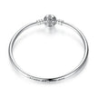 Sterling Silver Snake Chain Bangle Bracelet with CZ Pavé