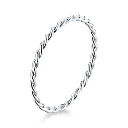 925 Sterling Silver Braided Texture Twisted Eternity Band Stackable Rings - Fine Jewelry