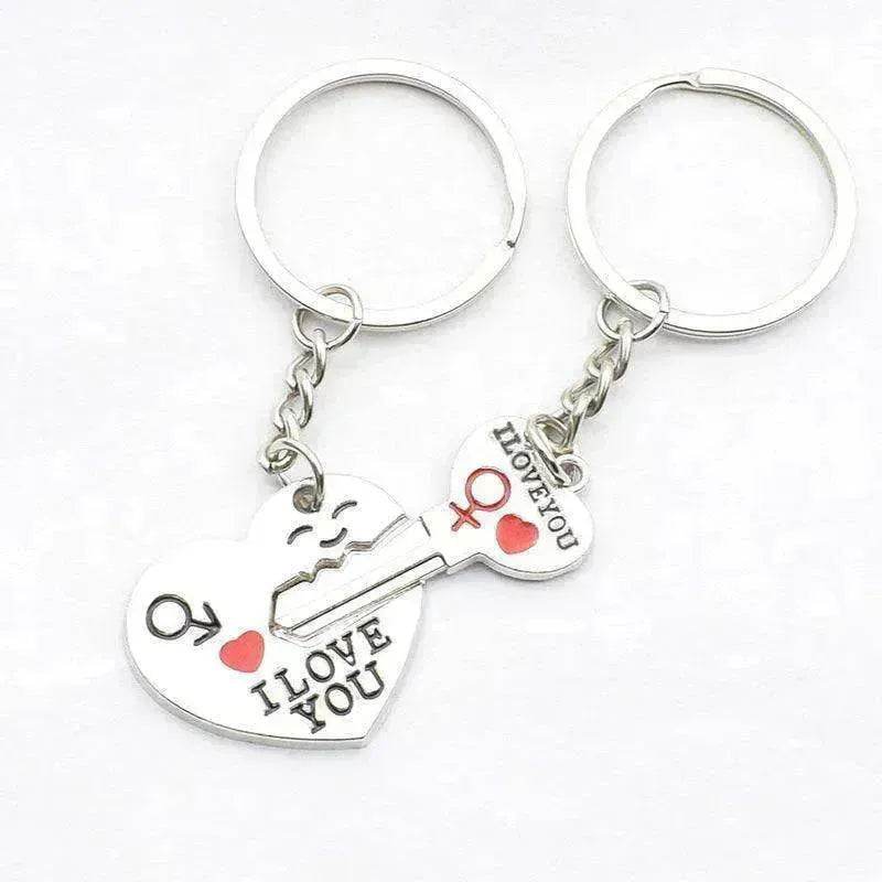 Heart-shaped Keychain English Secret Love Keychain Couple Keychain