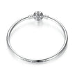 Sterling Silver Snake Chain Bangle Bracelet with CZ Pavé