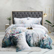 Wild Whimsy 600 TC Floral Cotton Duvet Set - White/Aqua