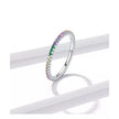 925 Sterling Silver Rainbow CZ Band Ring