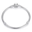Sterling Silver Snake Chain Charm Bangle – 3mm Barrel Clasp
