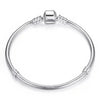 Sterling Silver Snake Chain Charm Bangle – 3mm Barrel Clasp