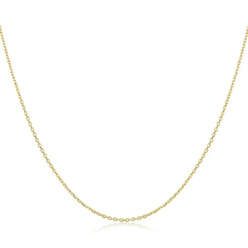 Authentic Gold Color 925 Sterling Silver Basic Cable Chain Necklace - Sca016
