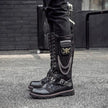 Men's Punk Rock Knee-High Combat Boots – Glitter Chain Skull Lace-Up | EU 38–44