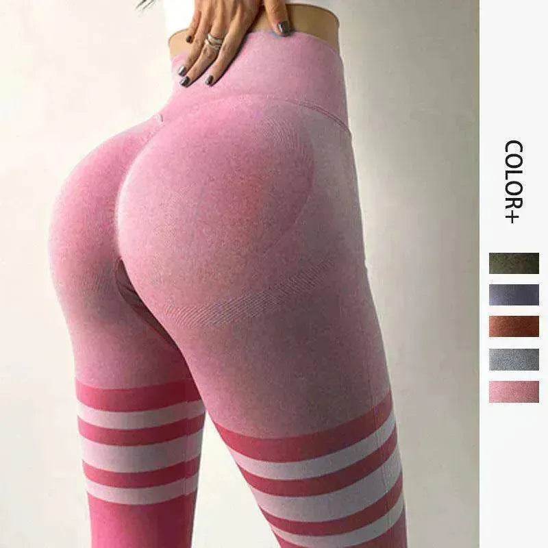 High Waist Stripe Fitness Leggings for Gym & Yoga