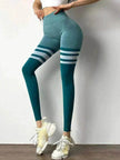 High Waist Stripe Fitness Leggings for Gym & Yoga