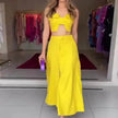High Waist Wide Leg Dress Suit Women Two piece.