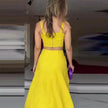 High Waist Wide Leg Dress Suit Women Two piece.