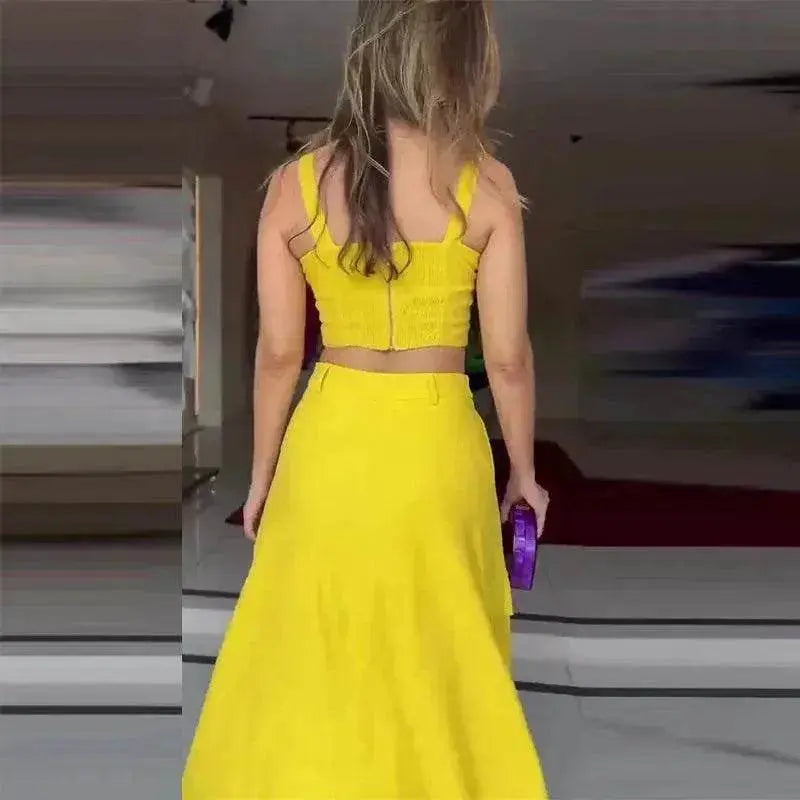 High Waist Wide Leg Dress Suit Women Two piece.