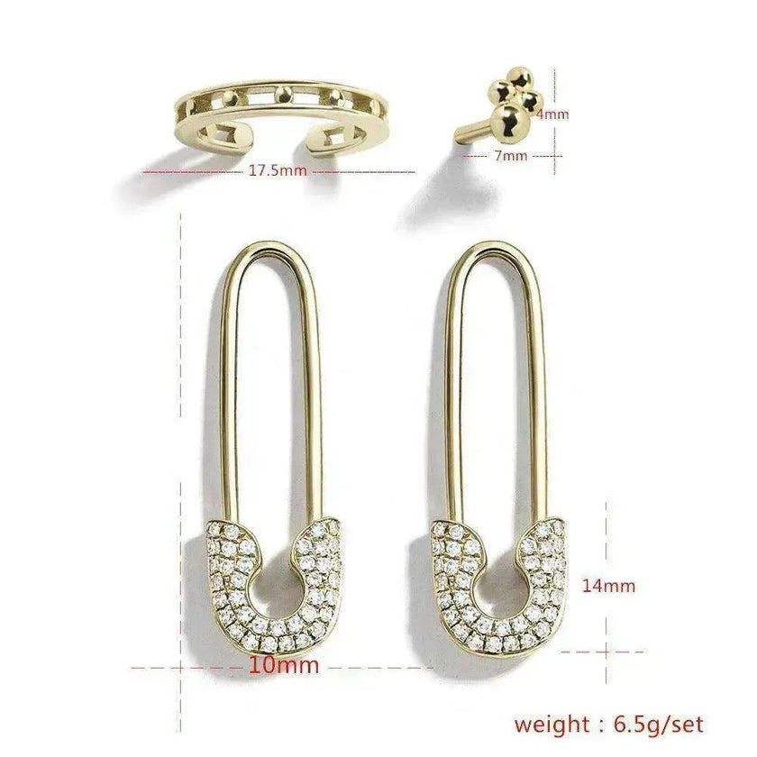 High quality alloy pin rhinestone stud earrings