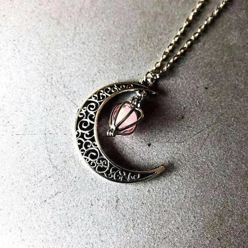 Hollow crescent Moon Luminous Pumpkin Necklace