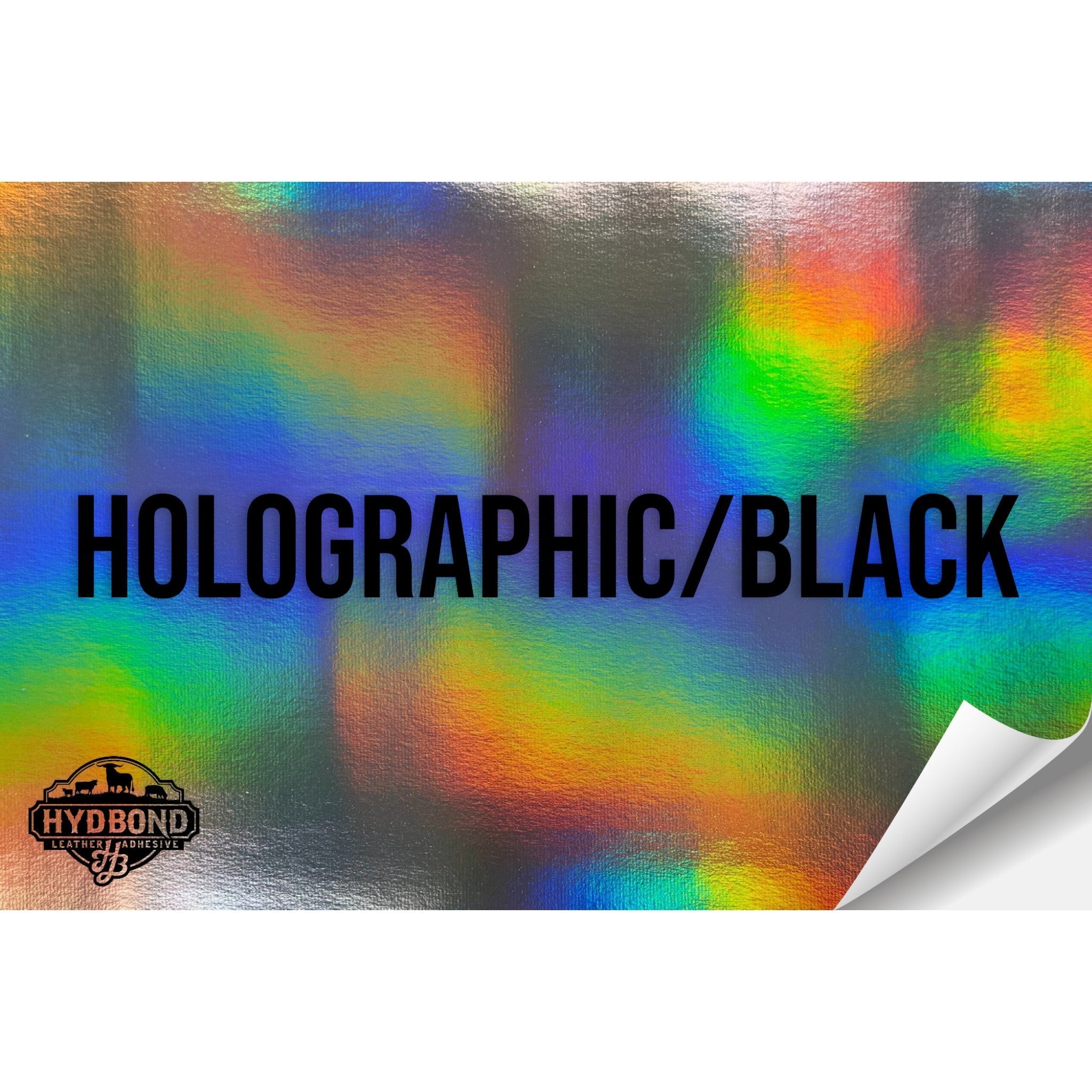 HOLOGRAPHIC/BLACK WITH ADHESIVE HYDBOND LEATHERETTE SHEET (12