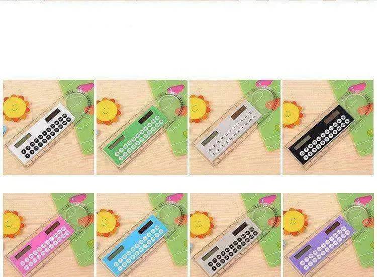 Solar Mini Calculator Magnifier Multifunction  Ultra-thin Ruler, Office Supplies