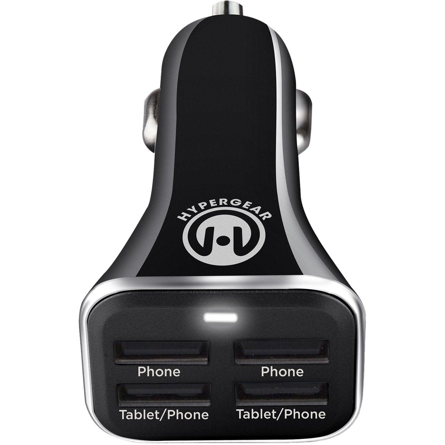 HyperGear - Car Charger 4 Port Usb-A 68Amp Rapid Charge - Black