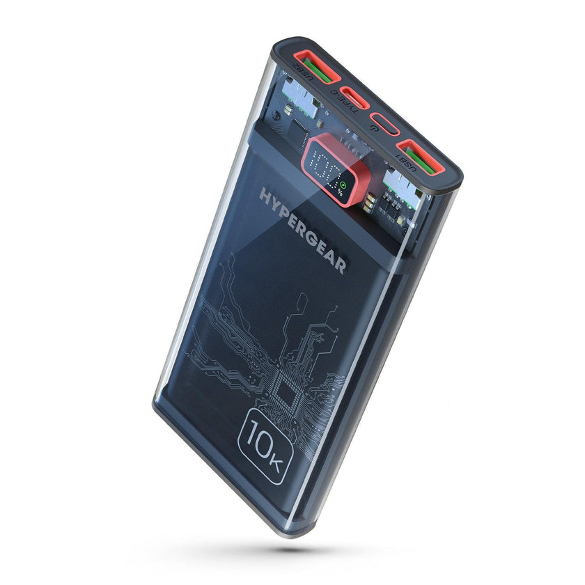 Banque d'alimentation à charge rapide transparente HyperGear - Clearcharge avec USB-C PD 20W | 10 000 mAh
