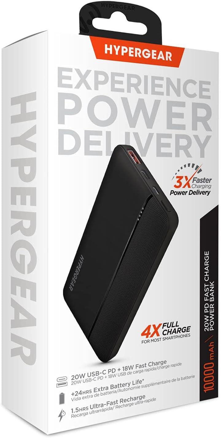 HyperGear - Fast Charge Power Bank With 20W Usb-C Pd | Black | 10,000Mah