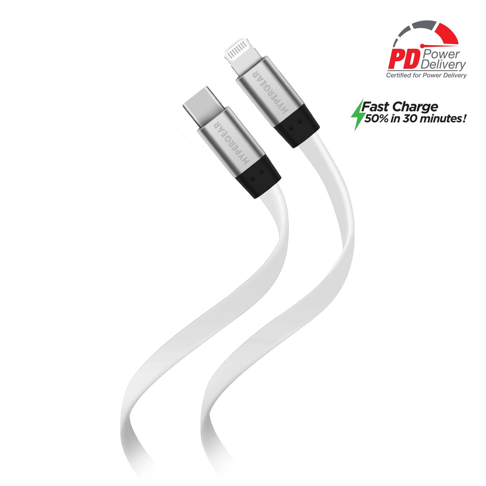 HyperGear - Flexi Usb-C To Mfi Lightning Flat Fast Charge Cable | 6Ft | White