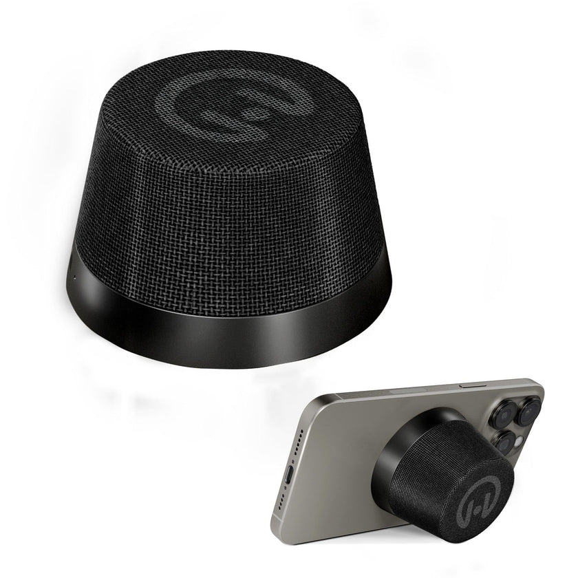 HyperGear - Hypergear Speaker Bluetooth 5W Pocket Popper Mini Attaches To Magsafe Phones Ipx6 Waterproof And Kickstand Built In Mic 8Hr Play Time - Black