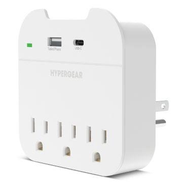 HyperGear - Prolongateur multi-prises 5 sorties avec ports USB-C et USB | Blanc