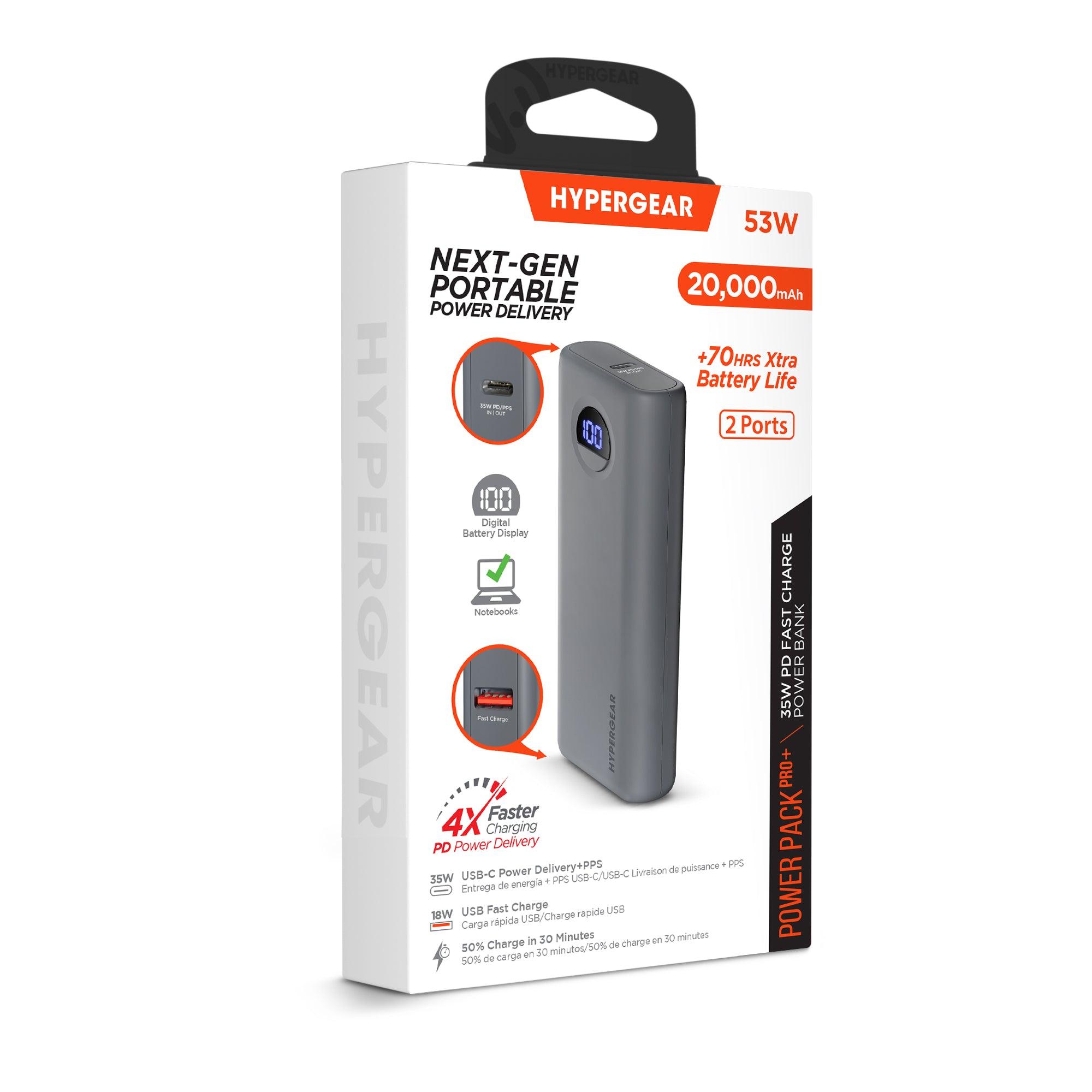 HyperGear - Power Pack Pro+ Fast Charge Power Bank With 35W Usb-C Pd Pps And Digital Display | 20,000Mah