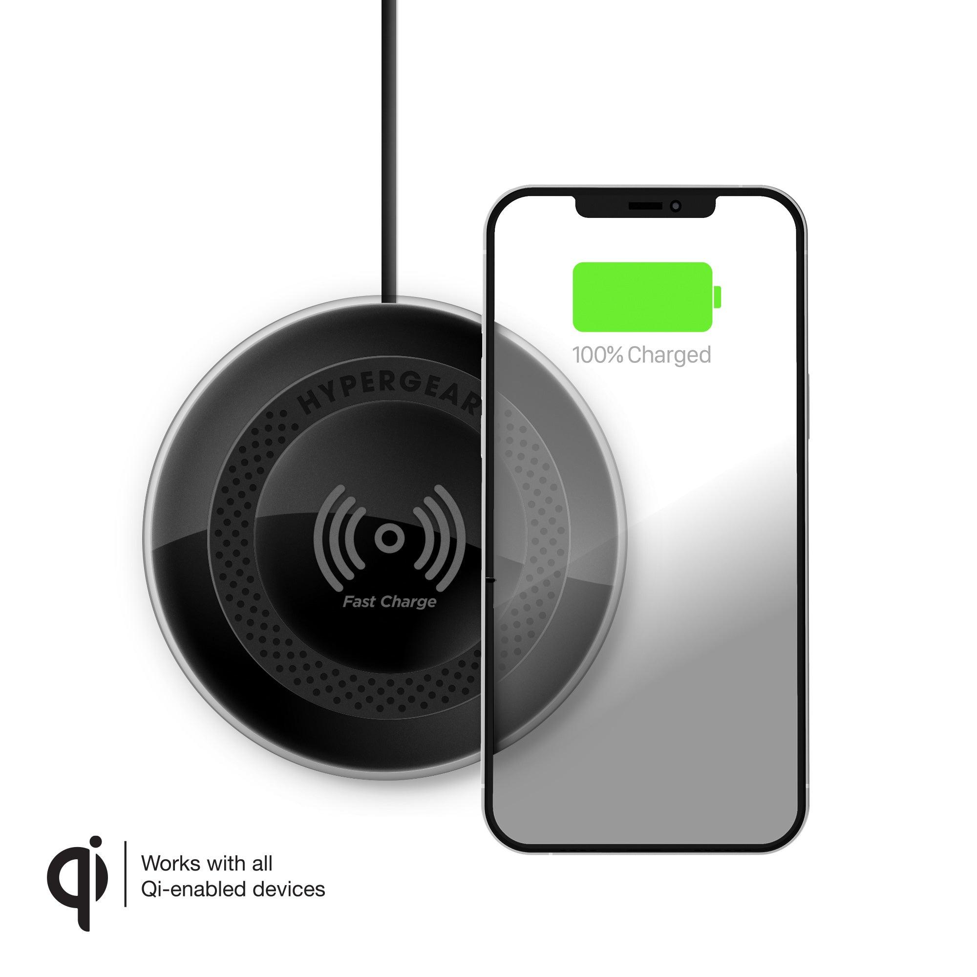 HyperGear - Qi Chargepad Pro 15W Wireless Fast Charger With Usb-C Connector | Black